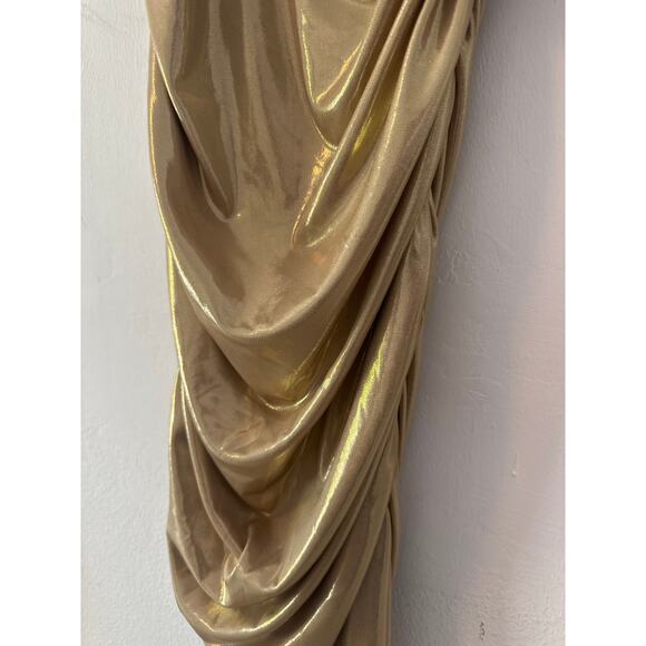 Vintage Norma Kamali Gold Ruched ensemble matching set size XS simply stunning - Picture 10 of 13